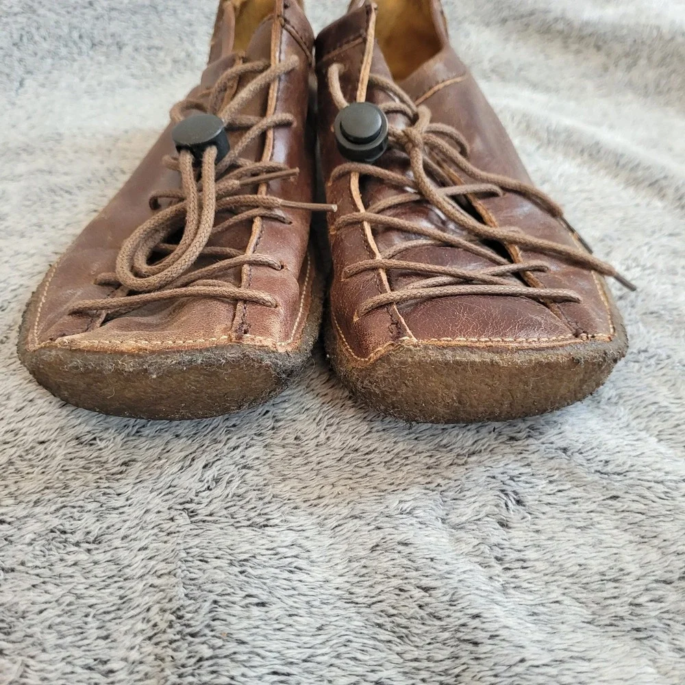Groundhog Women Lace Up Shoes 8 Soft Leather Brown Comfort Crepe Sole 21461